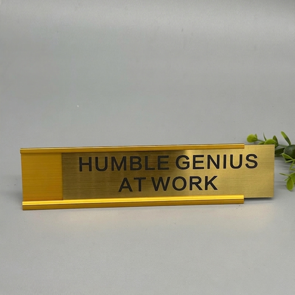 Desk Name Plate - Metal L Bracket Desk Sign Customizable
