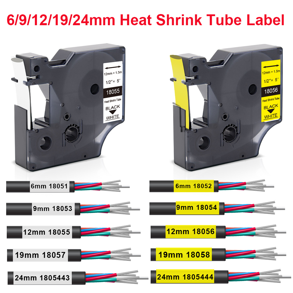 Label Printer Tape - 18051 18052 Compatible Dymo Rhino Heat