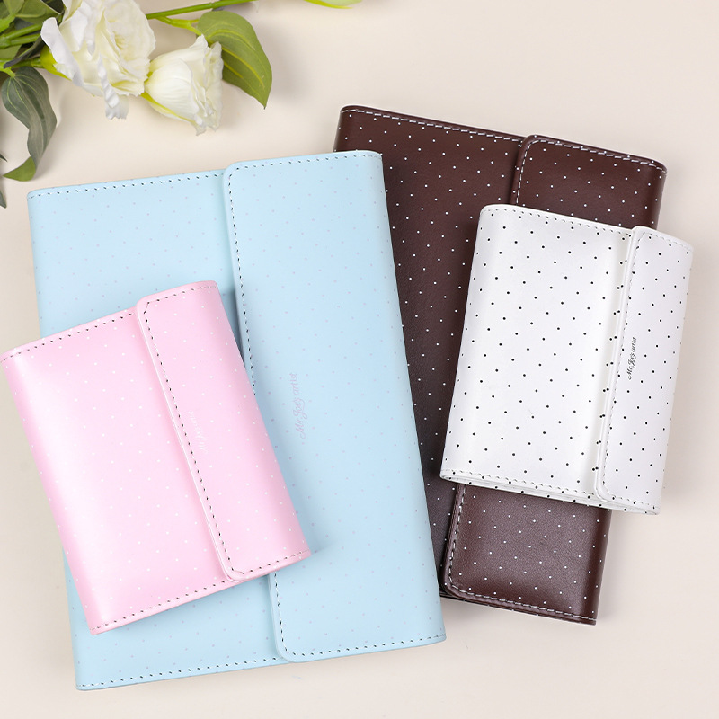 Notebook Dotted A5 - A5 Vintage Polka Dot Notebook Leather
