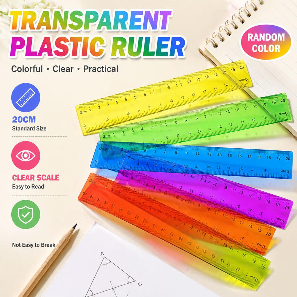 5pcs Random Color Plastic Rule - Ruler Set Transparent 评论和价格