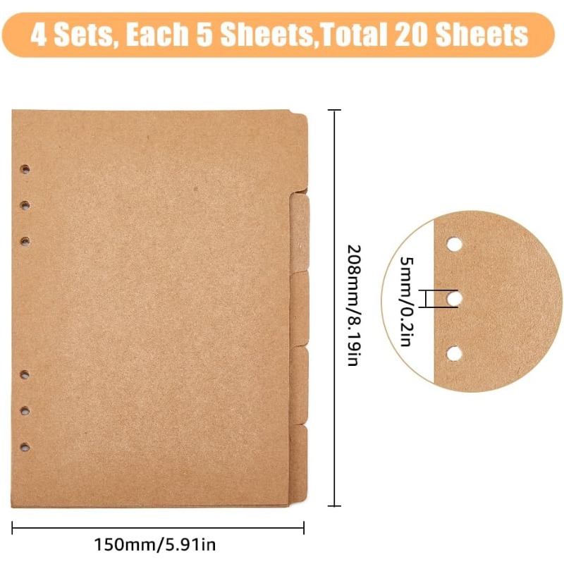 20 Sheets A5 Kraft Paper Binde - Index Tab Divider 评论和价格