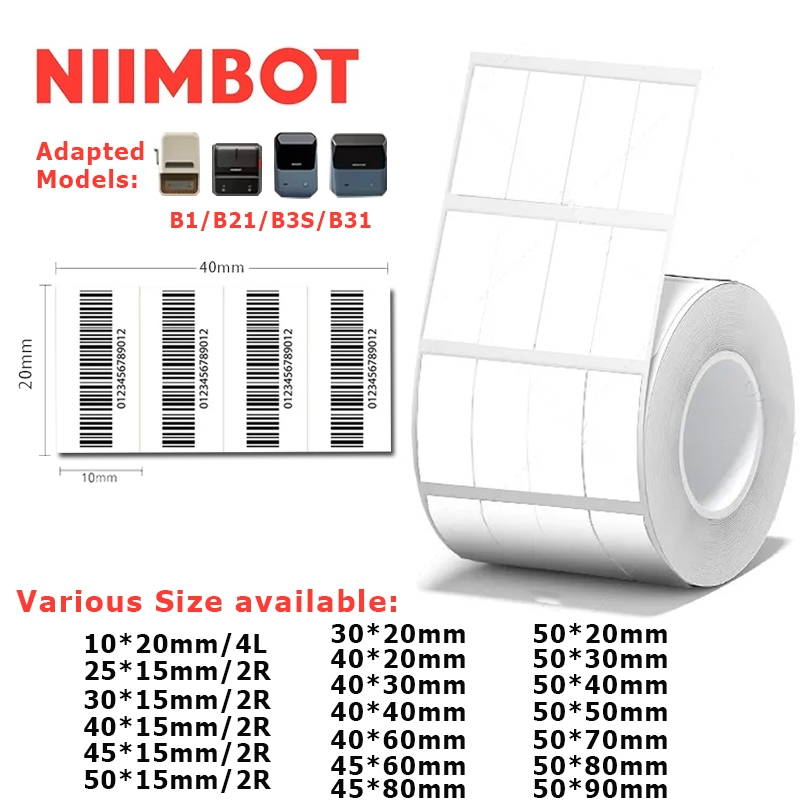 20-50mm Niimbot B21/B1/B31/B20 - Label Printer Tape 评论和价格